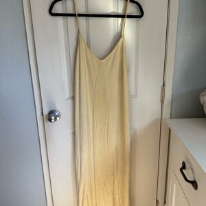 RVCA Pale Yellow Slip Maxi Dress with Spaghetti Straps